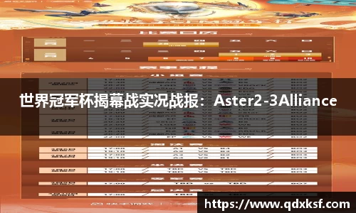 世界冠军杯揭幕战实况战报：Aster2-3Alliance
